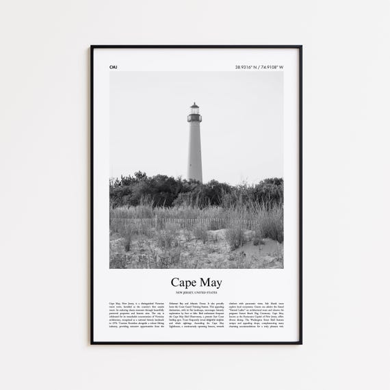Cape May Black And White Print Photo Poster Travel Gift New Jersey United States Usa Wall Art