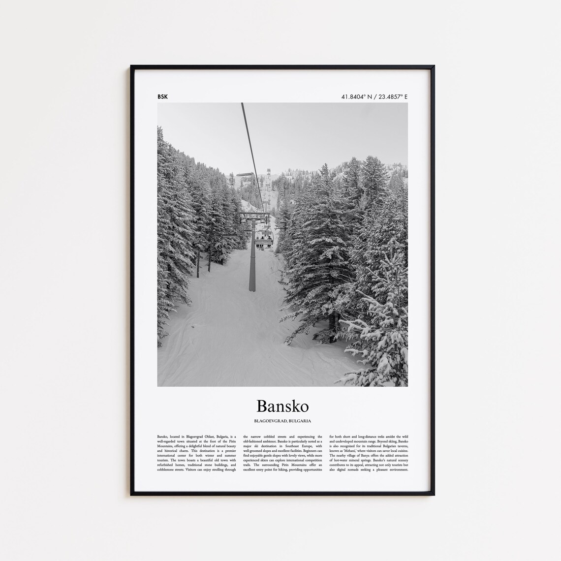 Bansko Snowy Ski Lift Gliding Through Pines Bulgaria Photo Poster