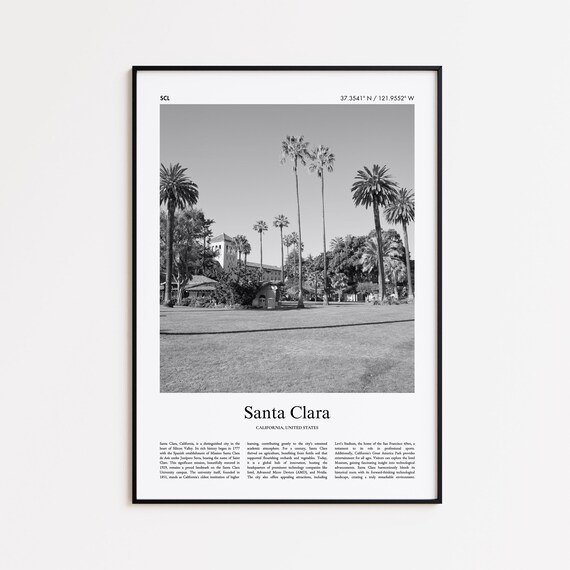 Santa Clara California Black And White Palm Trees Photo Poster