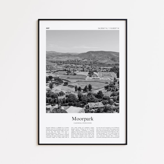 Moorpark California Valley Aerial Black And White Photo Travel Poster