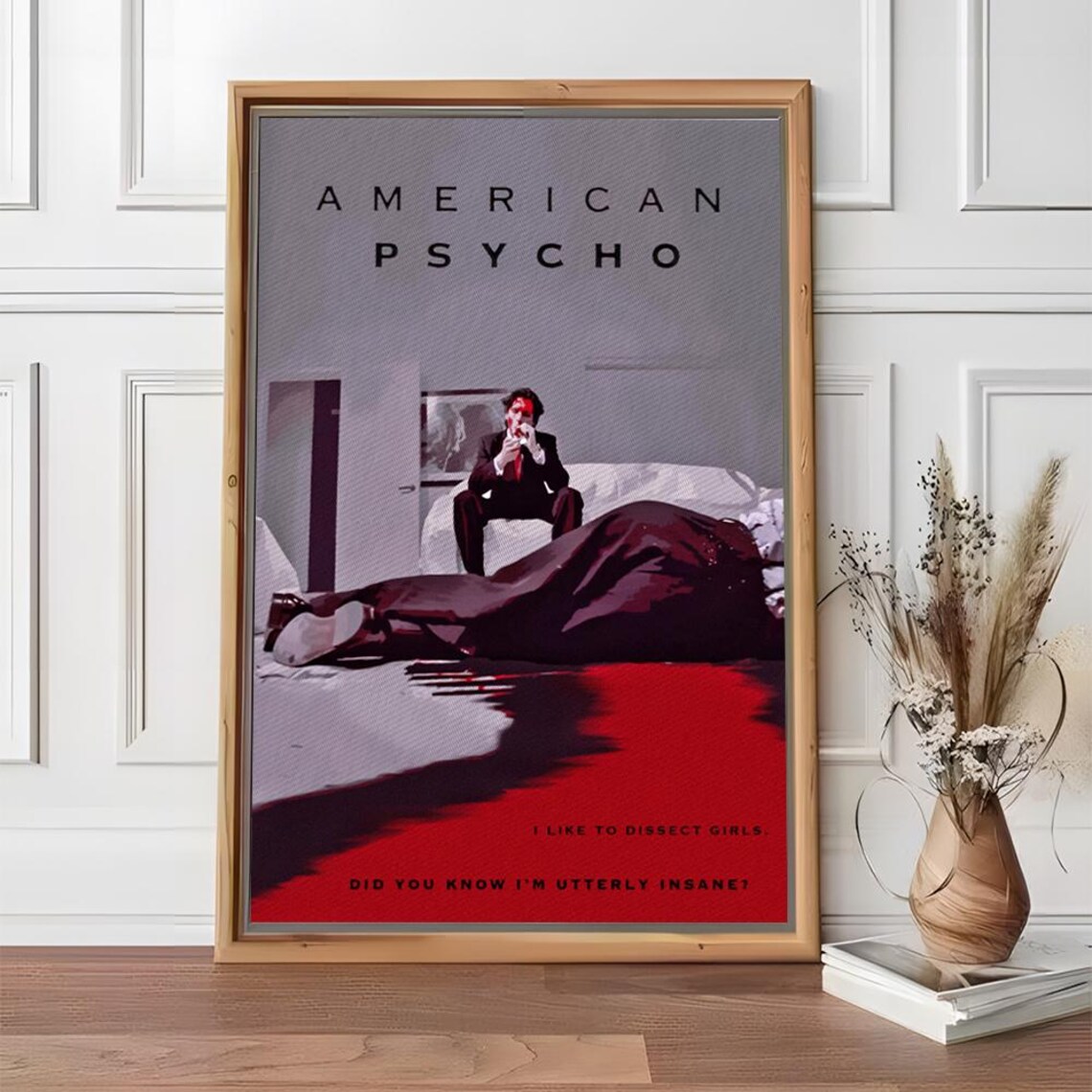 American Psycho Movie Quote Insane Blood Red Minimalist Cinema Poster - Image 2