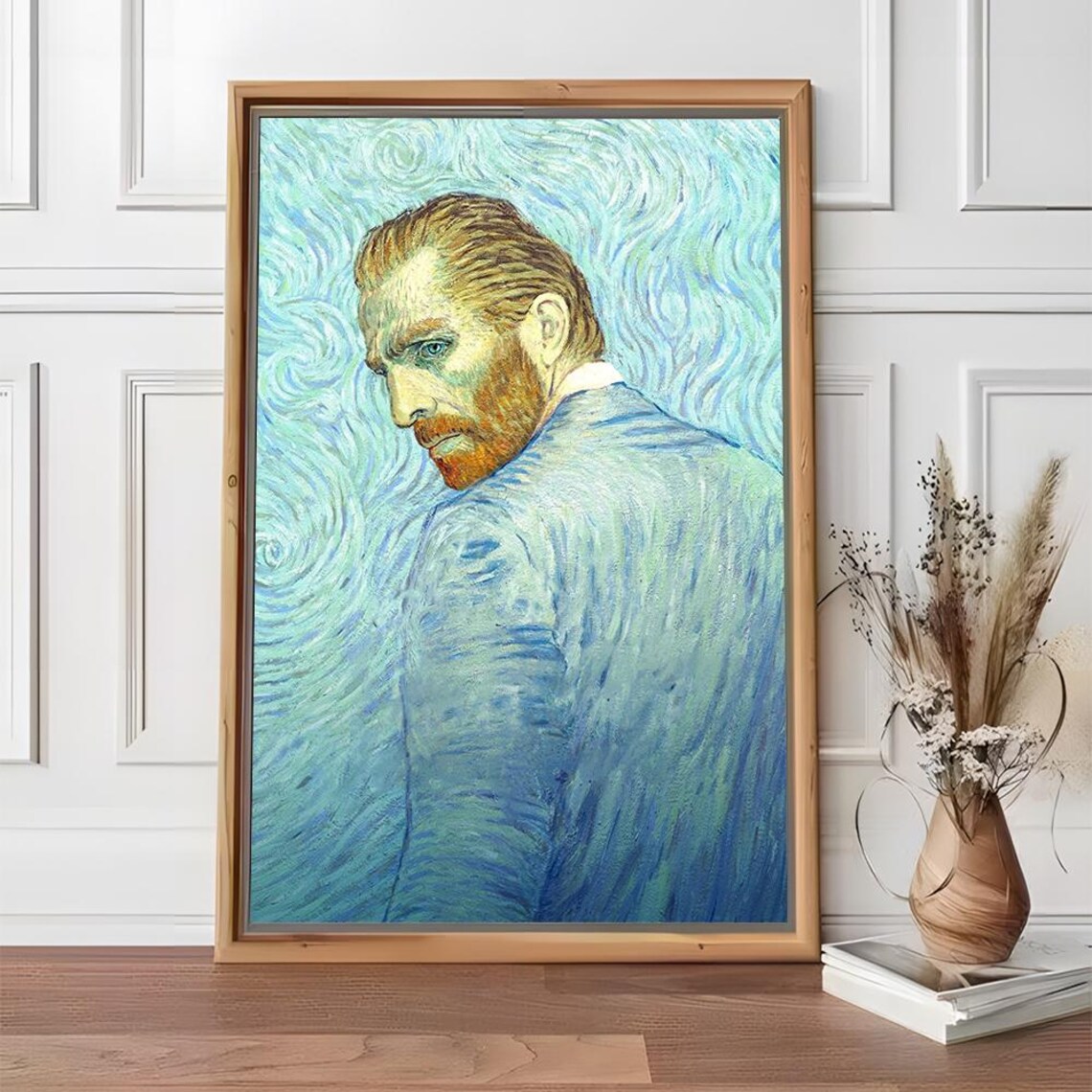 Loving Vincent Van Gogh Self Portrait Blue Swirl Oil Painting Poster - Image 2
