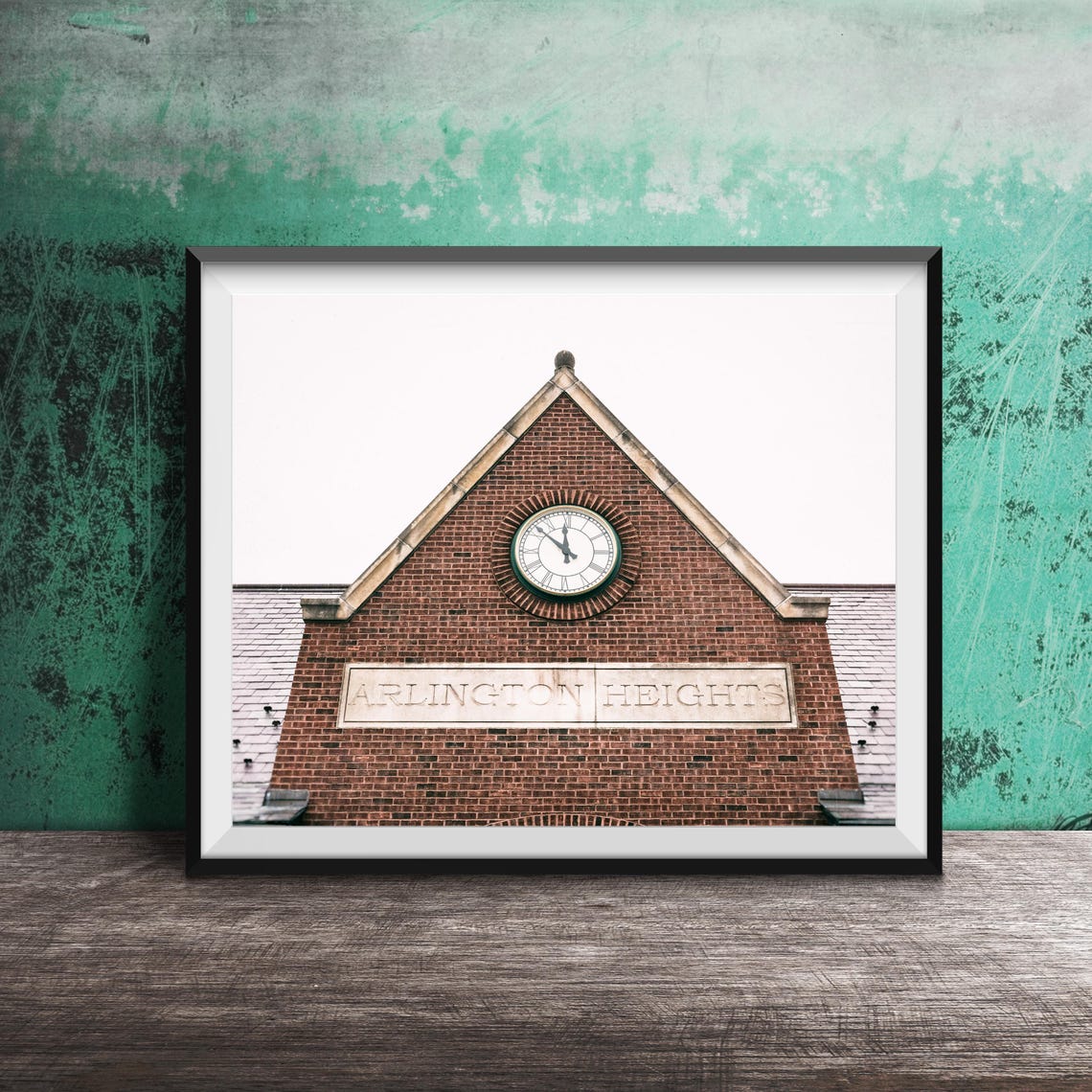 Arlington Heights Train Station Clock Tower Illinois Brick Art Poster