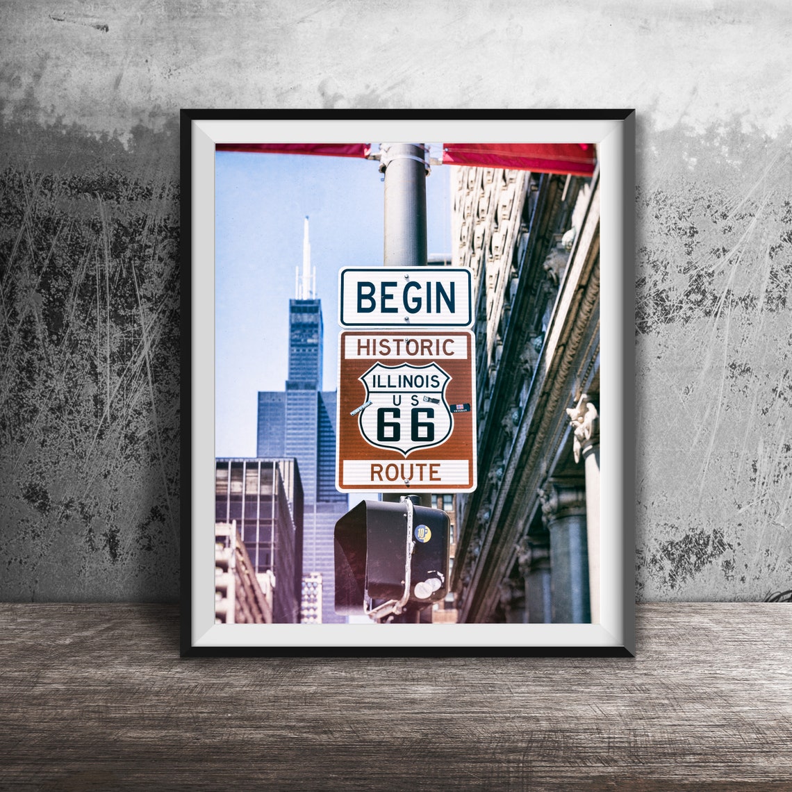 Begin Historic Illinois Route 66 Chicago Willis Tower Photo Poster