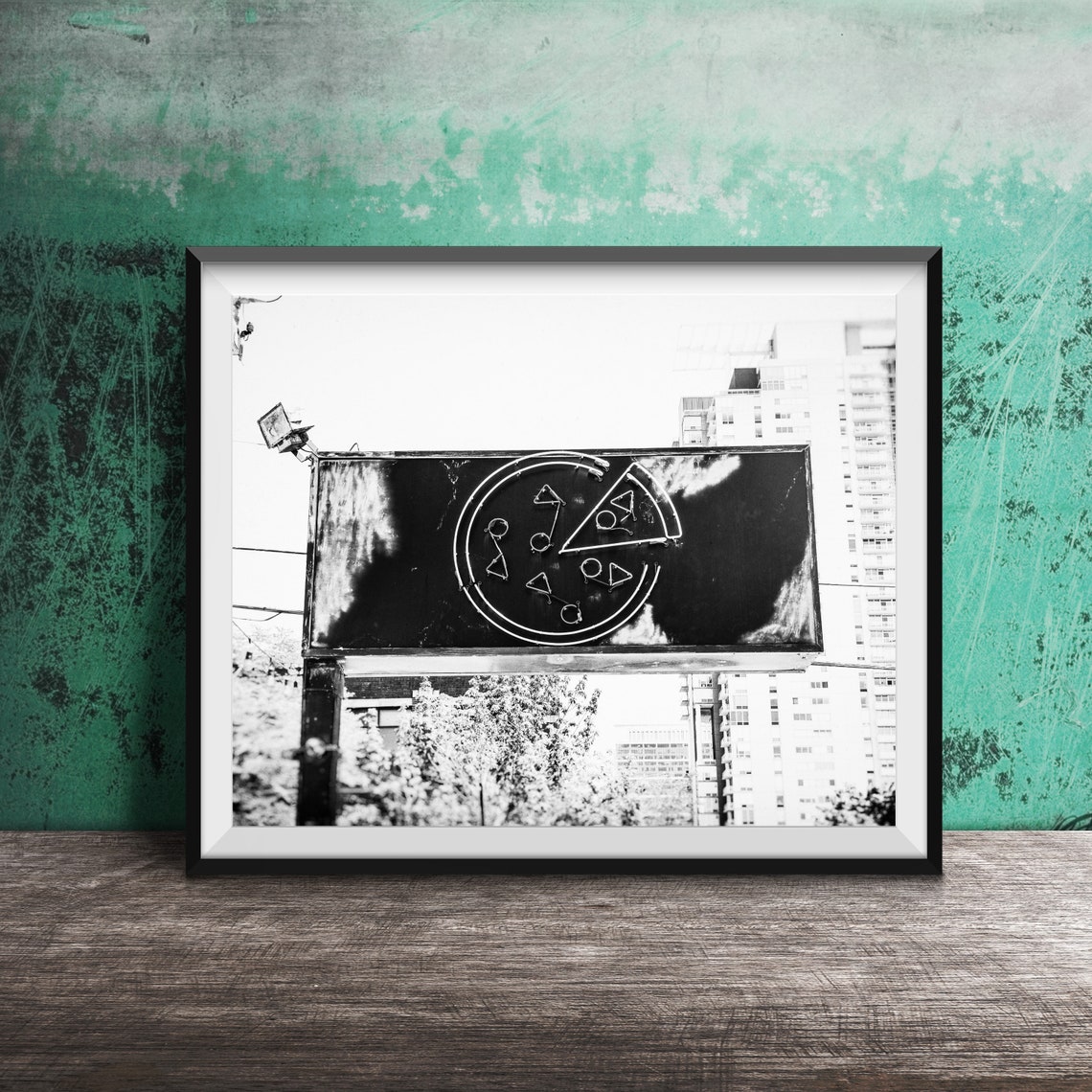 Glowing Neon Pizza Slice Sign Retro Pizzeria Kitchen Decor Poster - Image 2