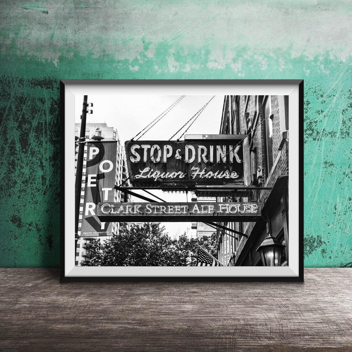 Clark Street Ale House Stop and Drink Chicago Bar Sign Poster - Image 2