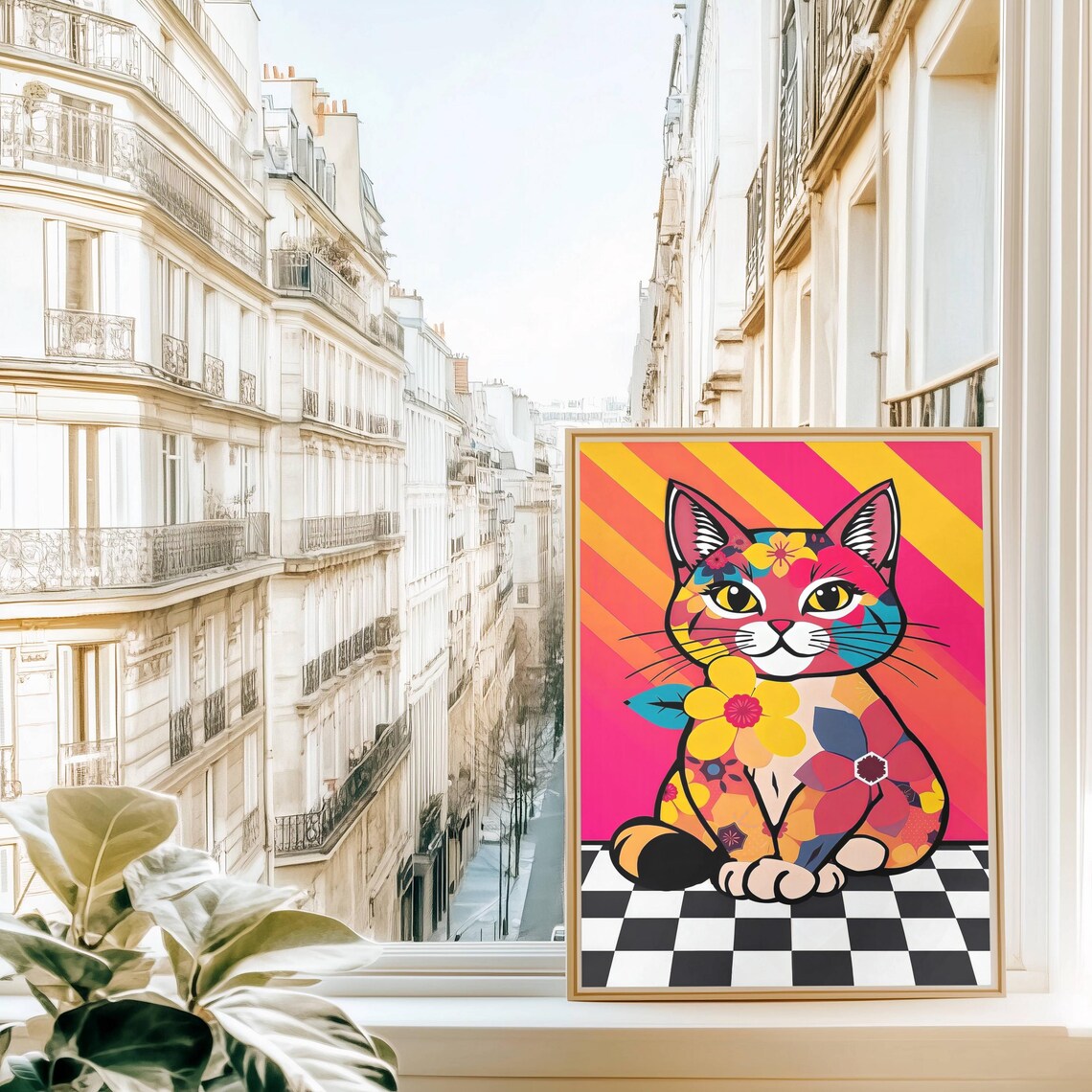 Colorful Pop Art Cat Print, Playful Kitty - Image 2