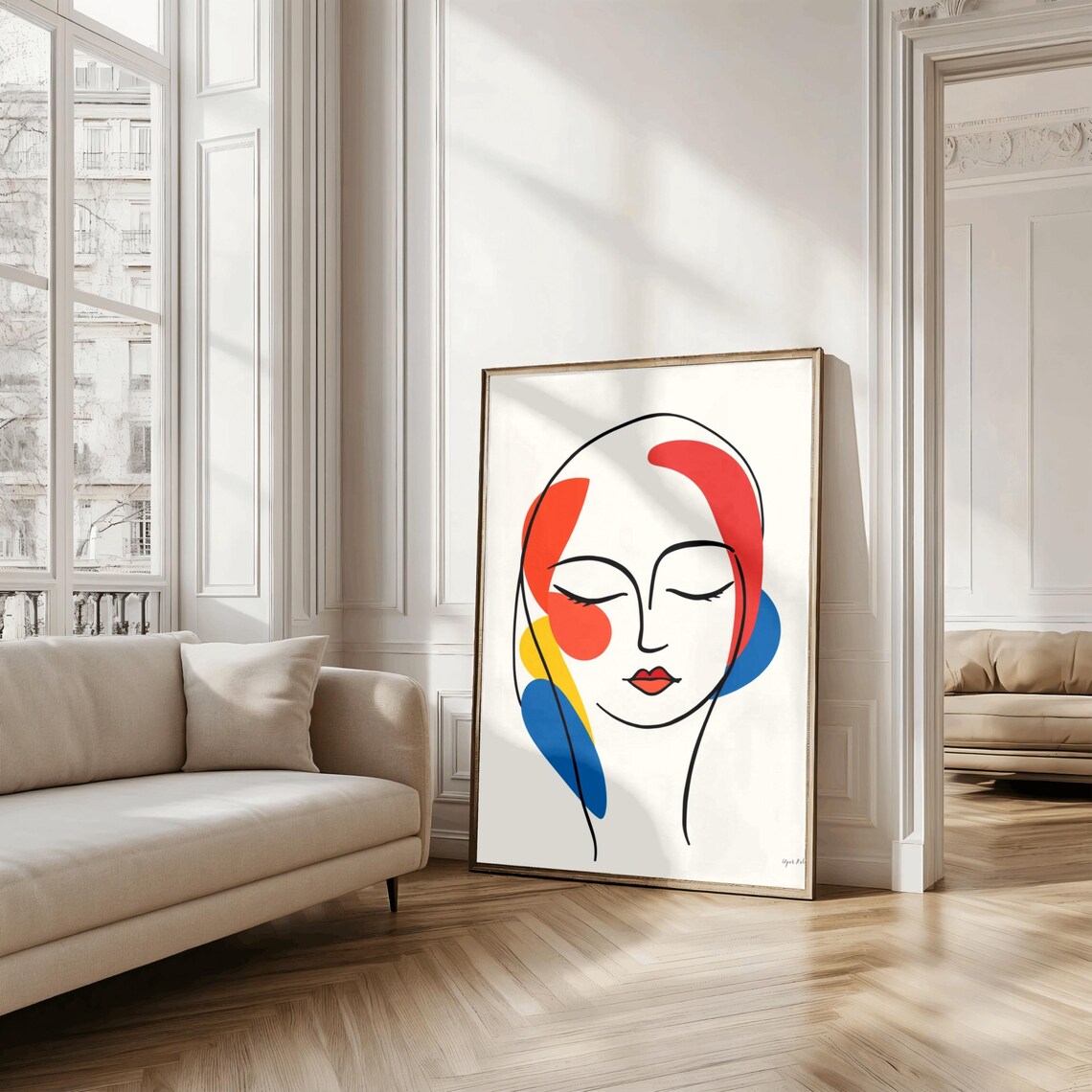 Abstract Face Line Art, Feminine Modern Portrait - Image 3