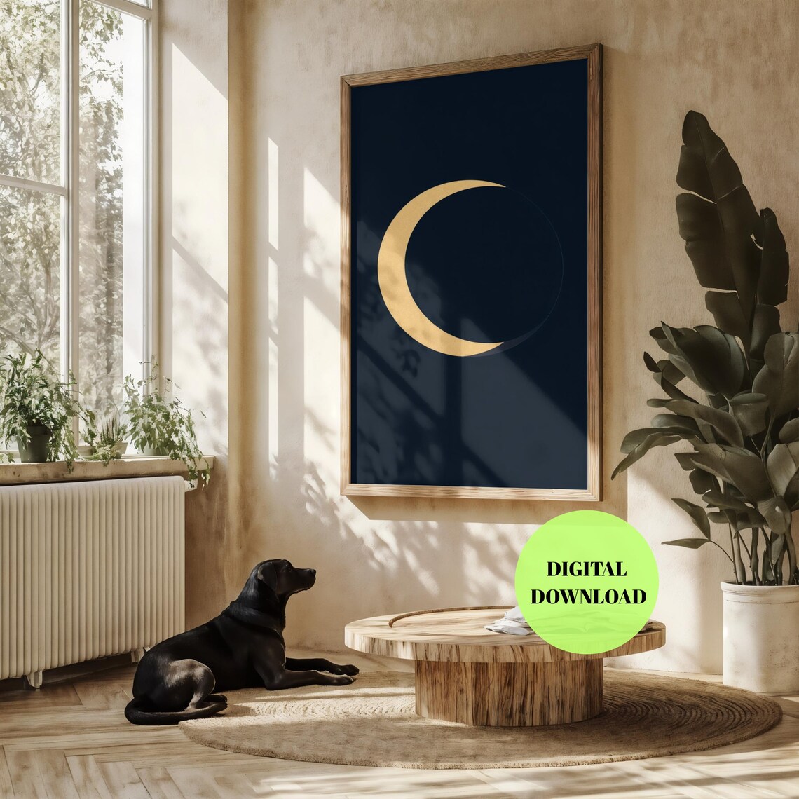Minimal Crescent Moon Poster, Celestial Abstract