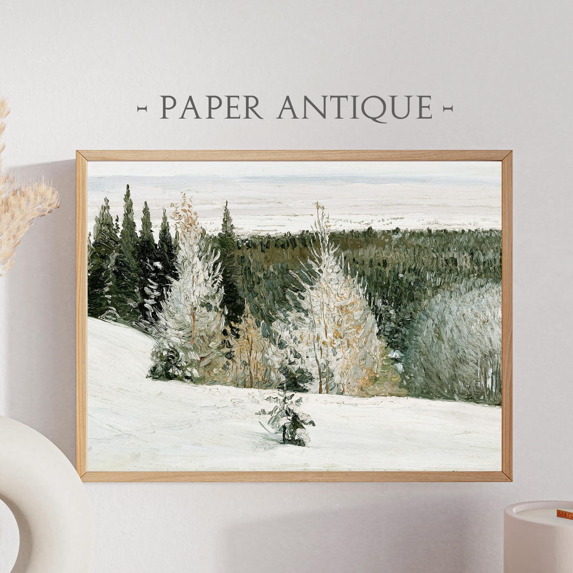 Winter Forest Snowy Pine Trees Impressionist Landscape Painting Poster