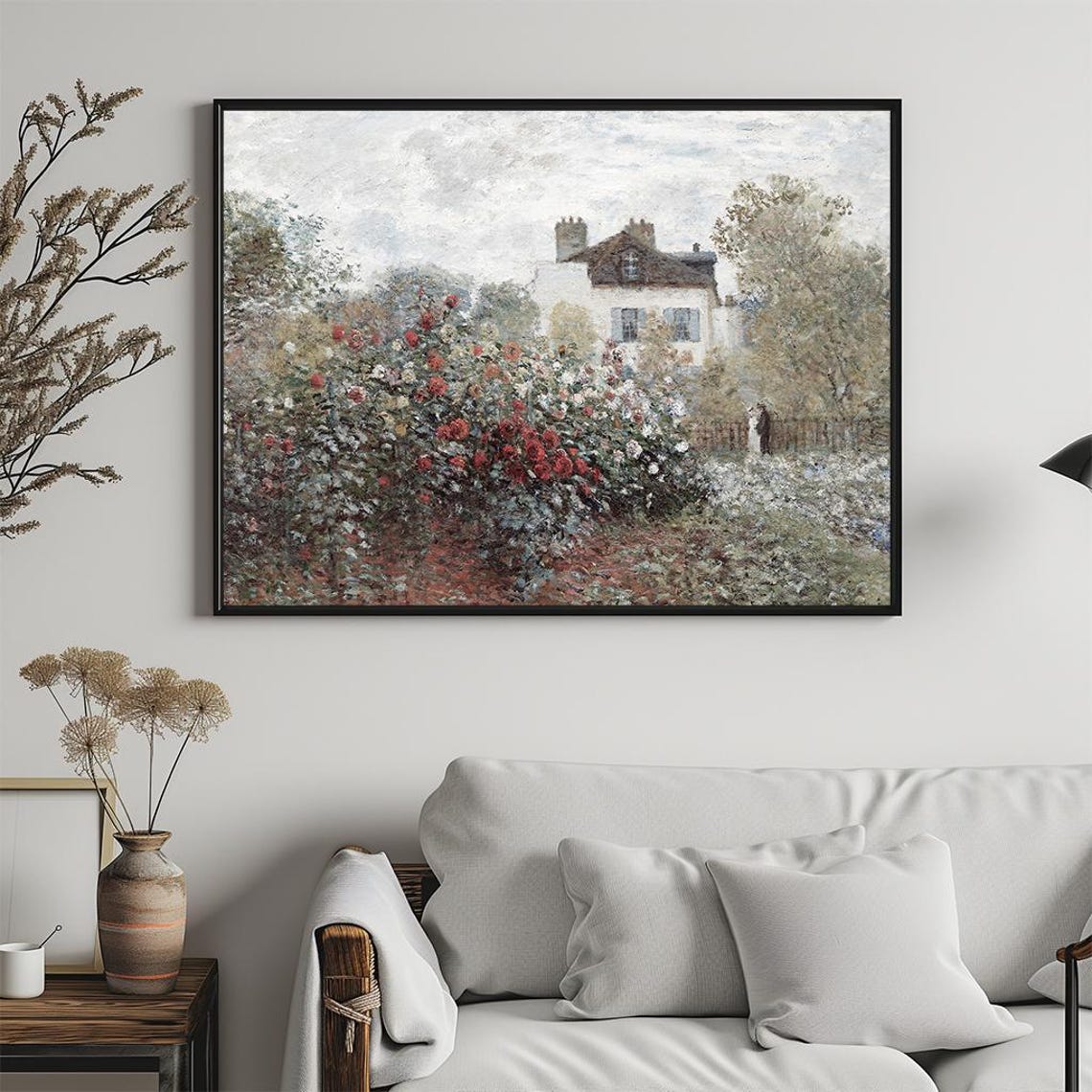 Impressionist Rose Garden Cottage Blooming Roses Oil Painting Poster - Image 5