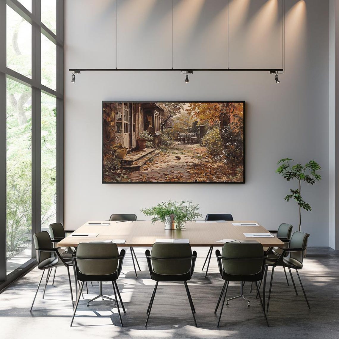 Cozy Autumn Patio Scene with Hedgehog Rustic Fall Garden Poster - Image 3