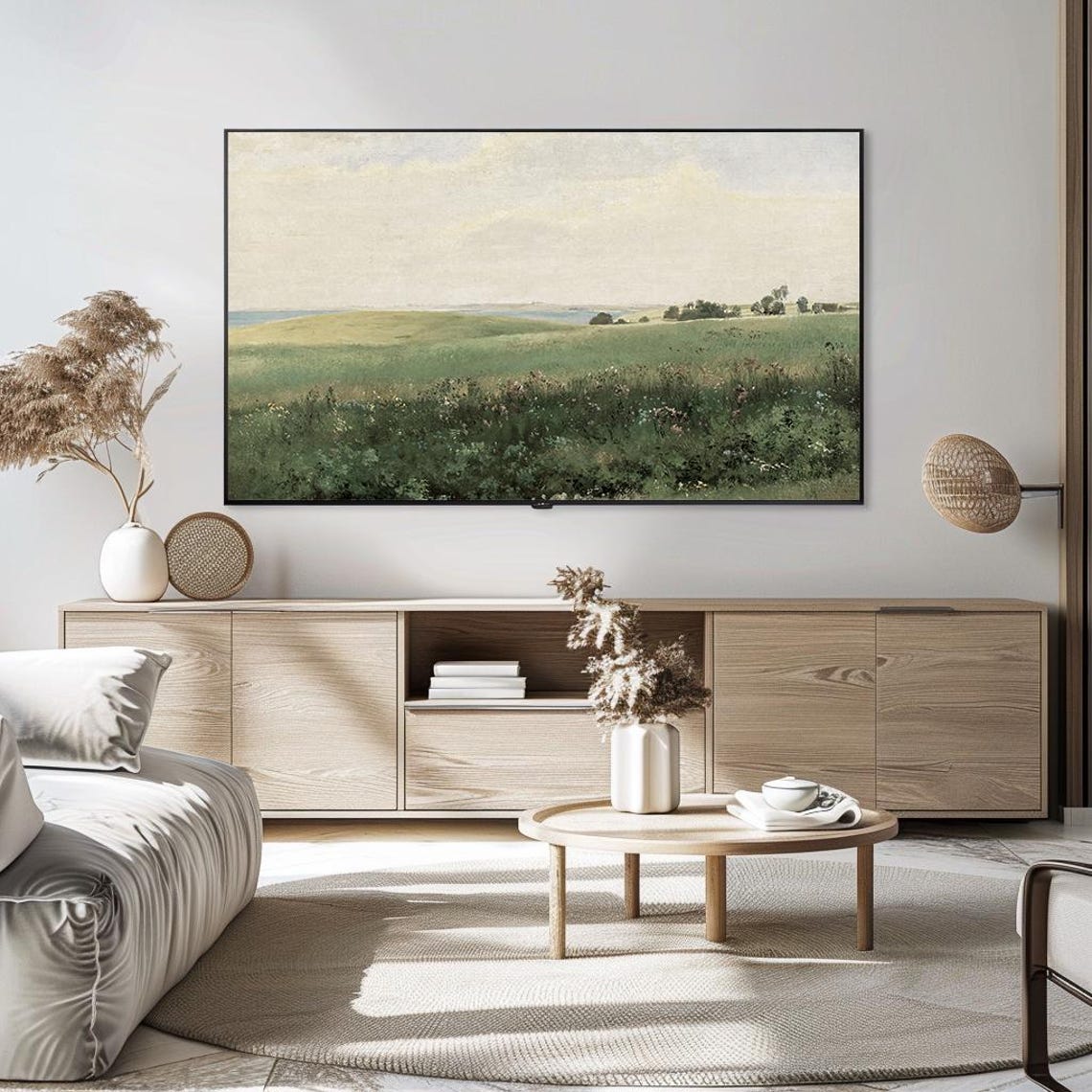 Wildflower Meadow Green Field Vintage Summer Landscape Art Poster - Image 5