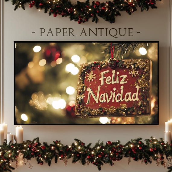 Frame Tv Art Festive Feliz Navidad Sign Painting Rustic Holiday Decor For Frame Tv Instant