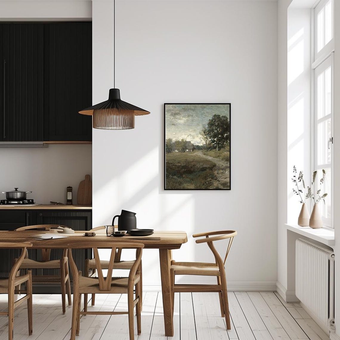 Farmhouse Path Oil Painting Rustic Countryside Landscape Wall Art Print Pt - Image 4