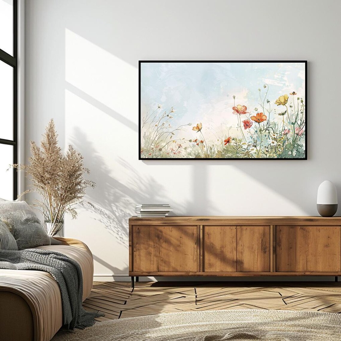 Pastel Wildflower Meadow Watercolor Spring Blooms Art Poster - Image 4
