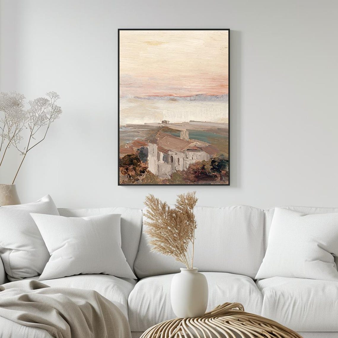 Coastal House At Sunset Pink Sky Impressionist Seaside Poster - Image 5