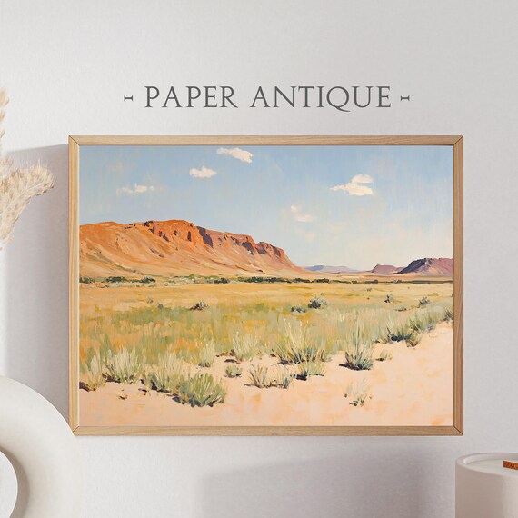 Desert Landscape Painting Southwestern Scenery Sunlit Mountains And Dry Plains Print Wall Art Home Decor Ls