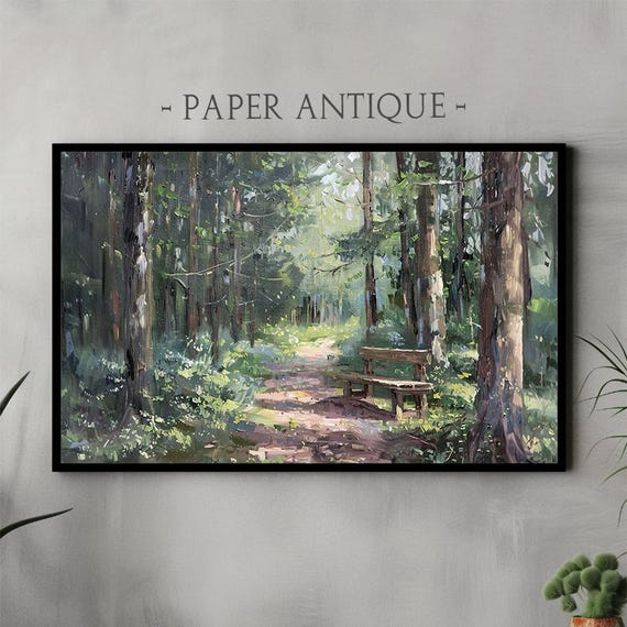 Art For Frame Tv Serene Forest Path Painting Peaceful Woodland Scene With Sunlight And Greenery Nature Art Instant