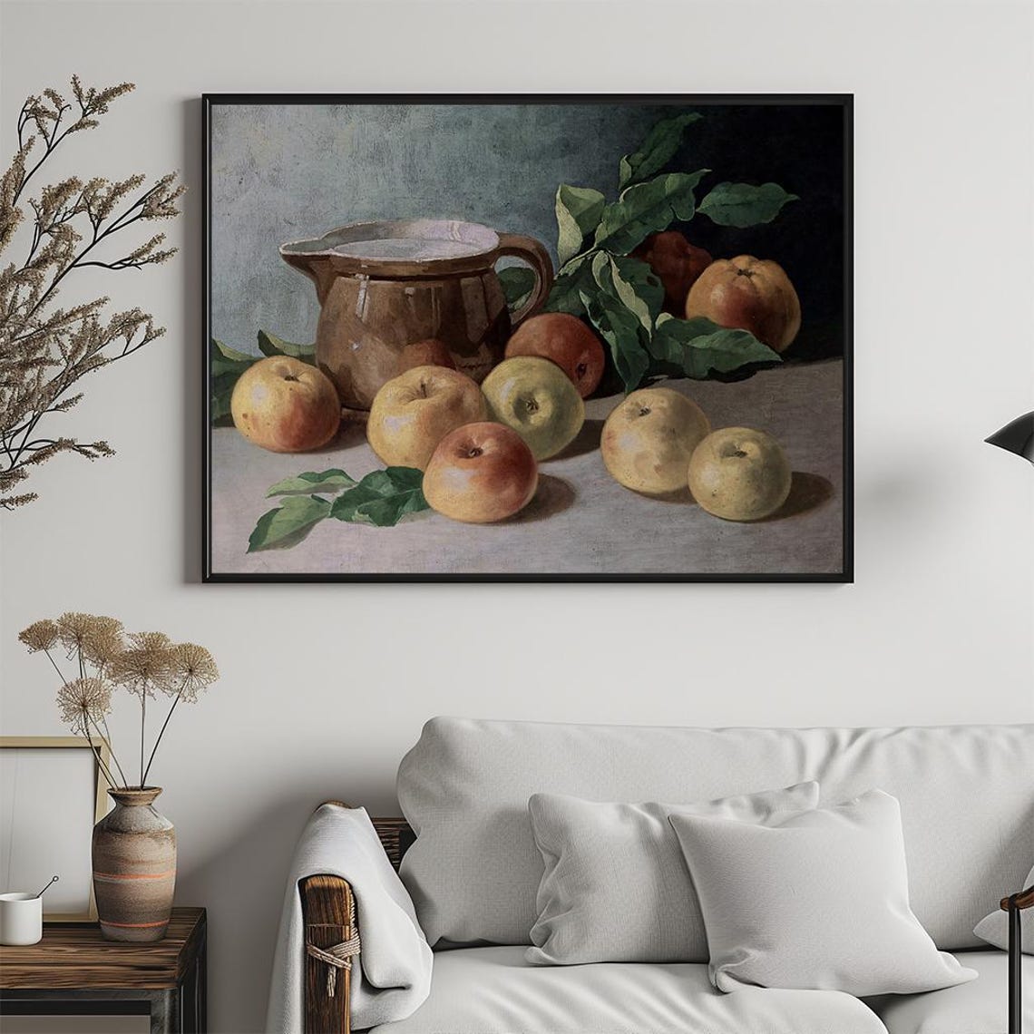Rustic Apples and Ceramic Jug Still Life Vintage Fruit Painting Poster - Image 5