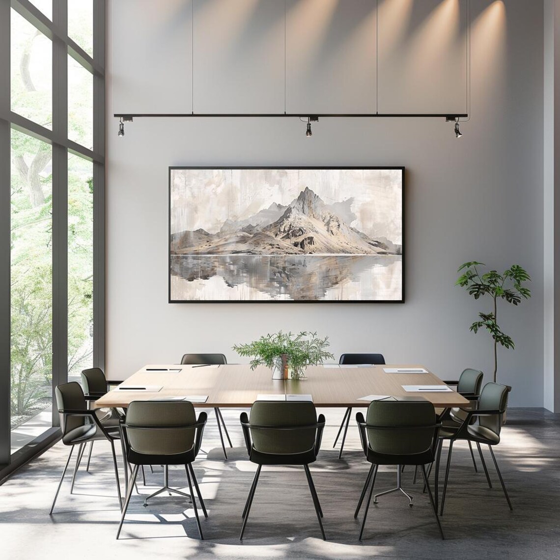 Frame Tv Art Neutral Mountain Landscape Reflective Water Art For Frame Tv Instant - Image 3