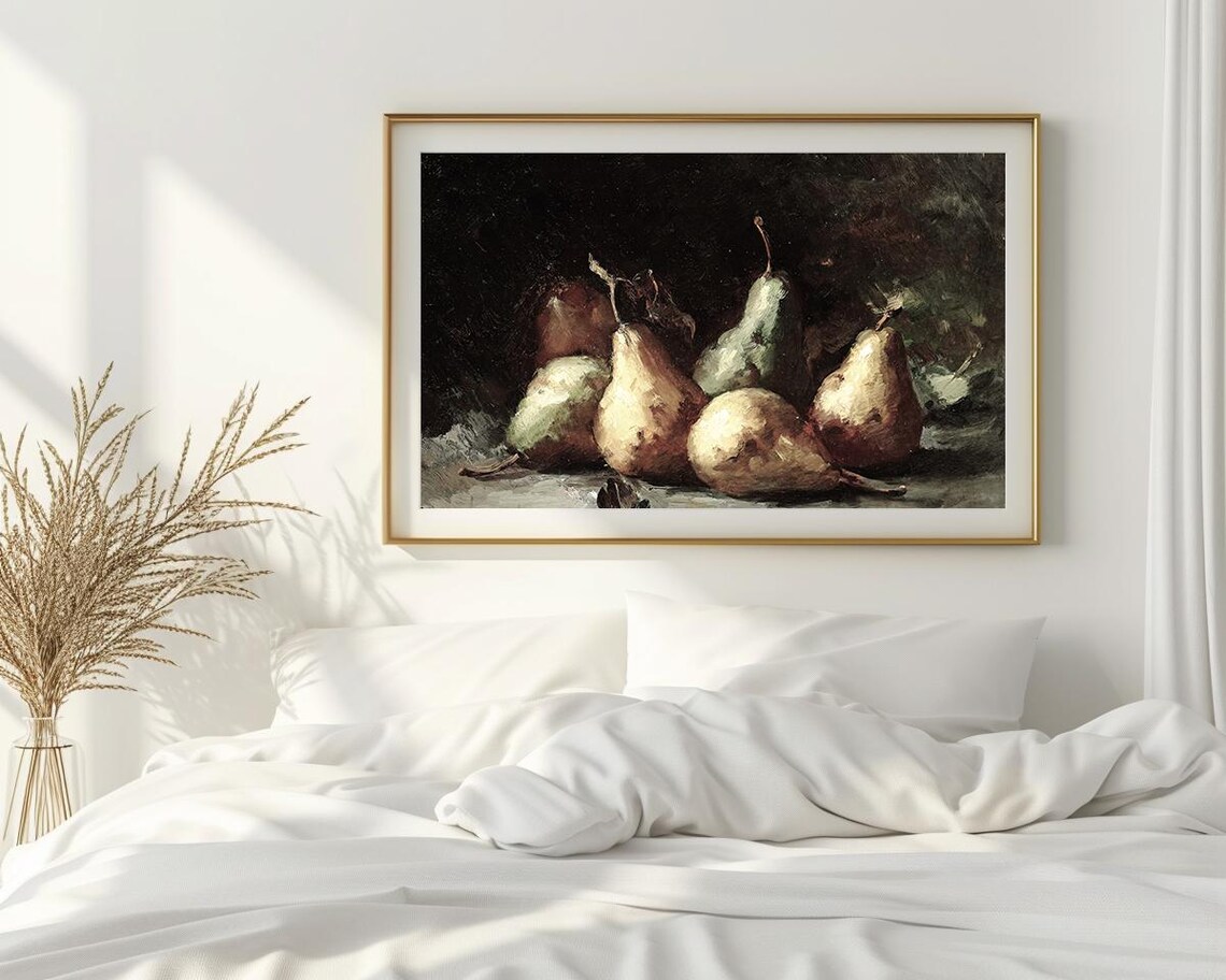 Still Life Oil Painting Pears Classic Fruit Art Print Rustic Kitchen Decor Instant Wall Art Ls - Image 2