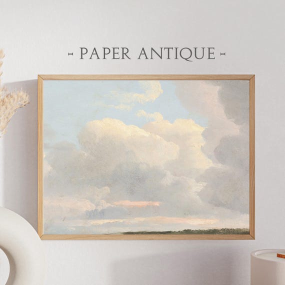 Sky And Clouds Pastel Landscape Oil Painting Serene Nature Wall Art Print Wall Decor Ls