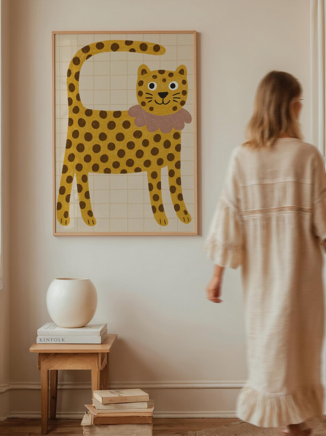 Cute Spotted Leopard Cartoon Jungle Animal Kids Nursery Poster