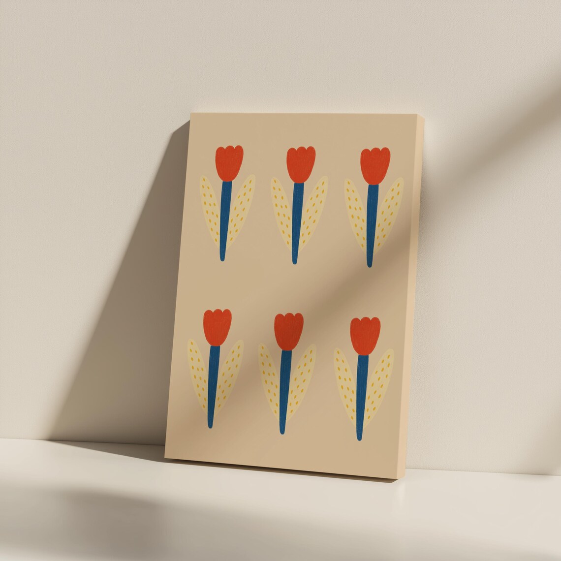 Scandinavian Folk Tulip Flower Arrangement Springtime Wall Art