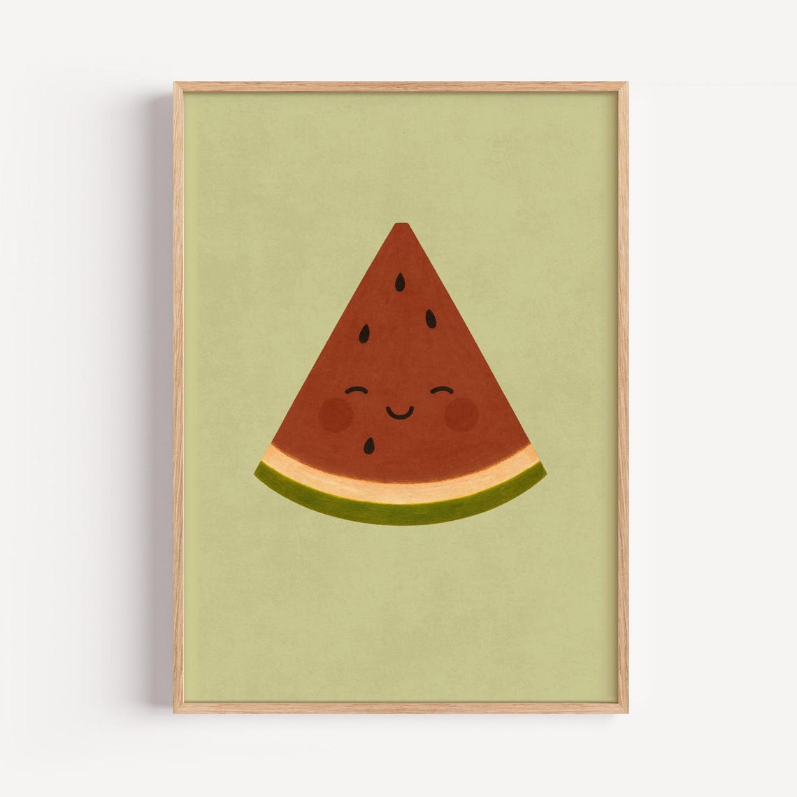 Smiling Watermelon Poster Cute Summer Fruit Wall Art For Kitchen Nursery Or Kids Room Rolled Unframed Playful Print