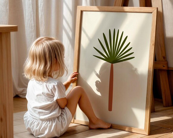 Minimalist Palm Leaf Print Boho Tropical Wall Art