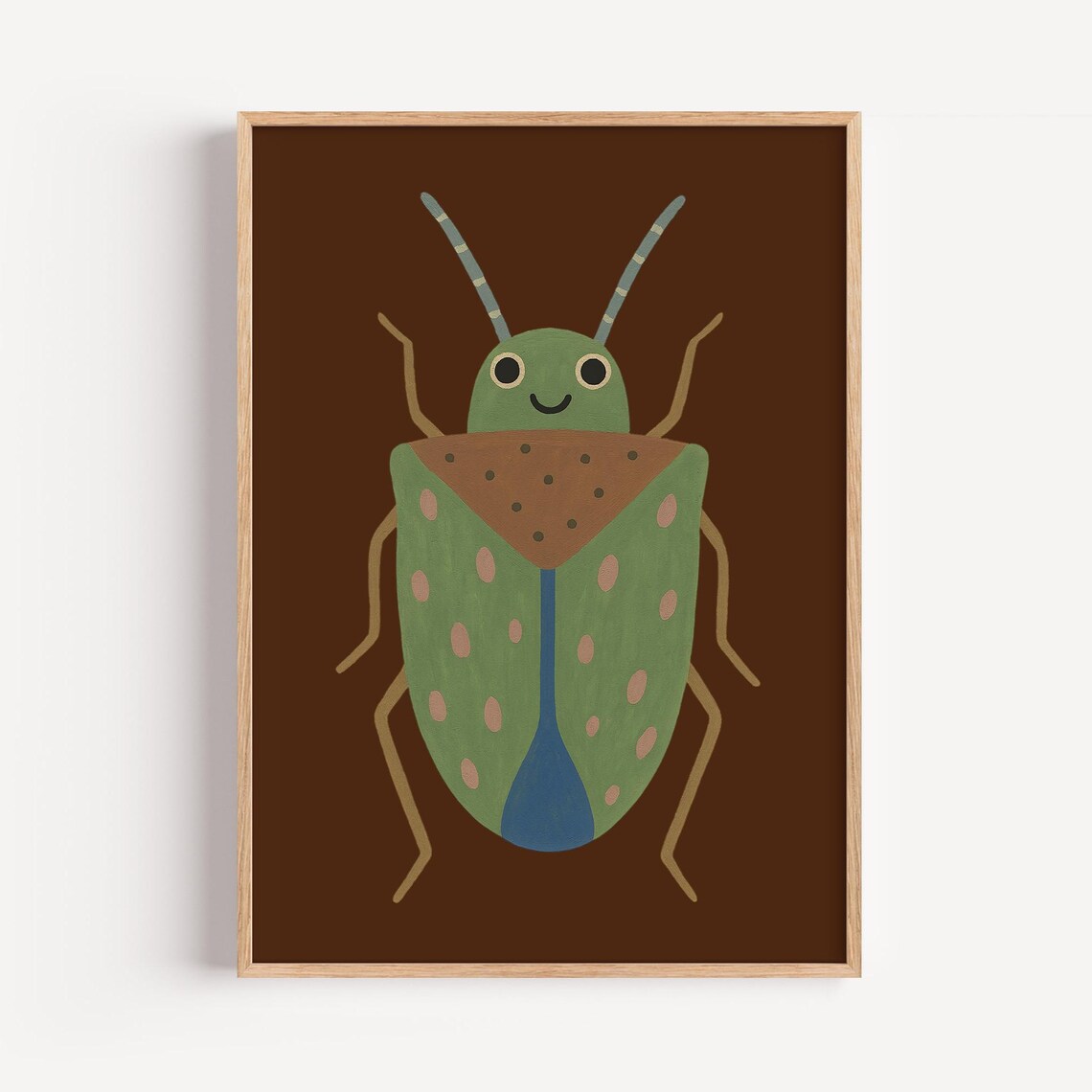 Smiling Bug Whimsical Insect Art Print for Kids