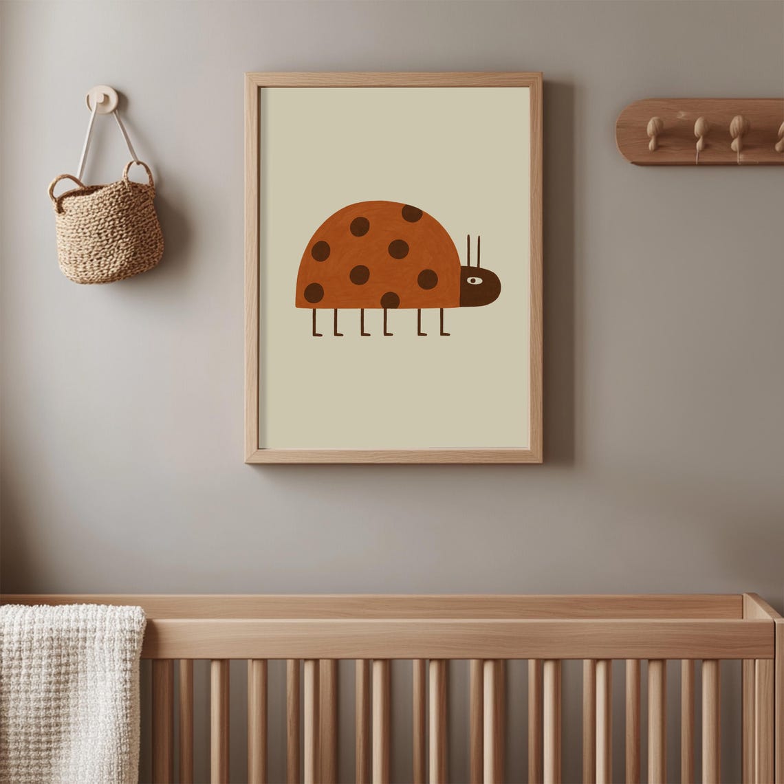 Minimalist Ladybug Wall Art Cute Bug For Kids Room Nursery Whimsical Playroom Decor