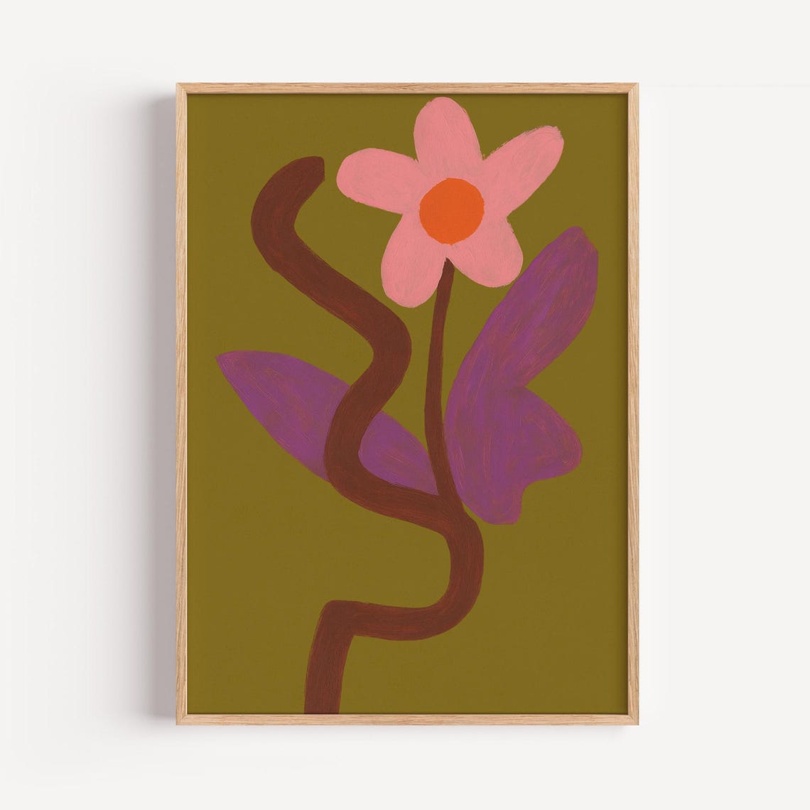 Abstract Pink Flower Art Print Modern Botanical Wall Decor