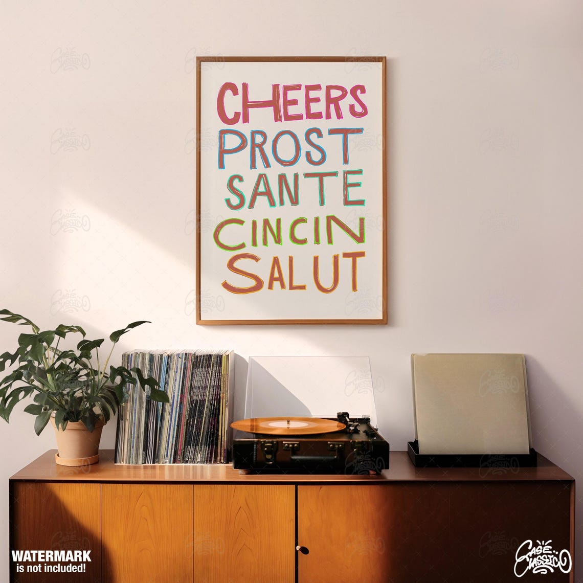 Cheers Prost Sante Cin Cin Salut Multilingual Toast Bar Poster - Image 2