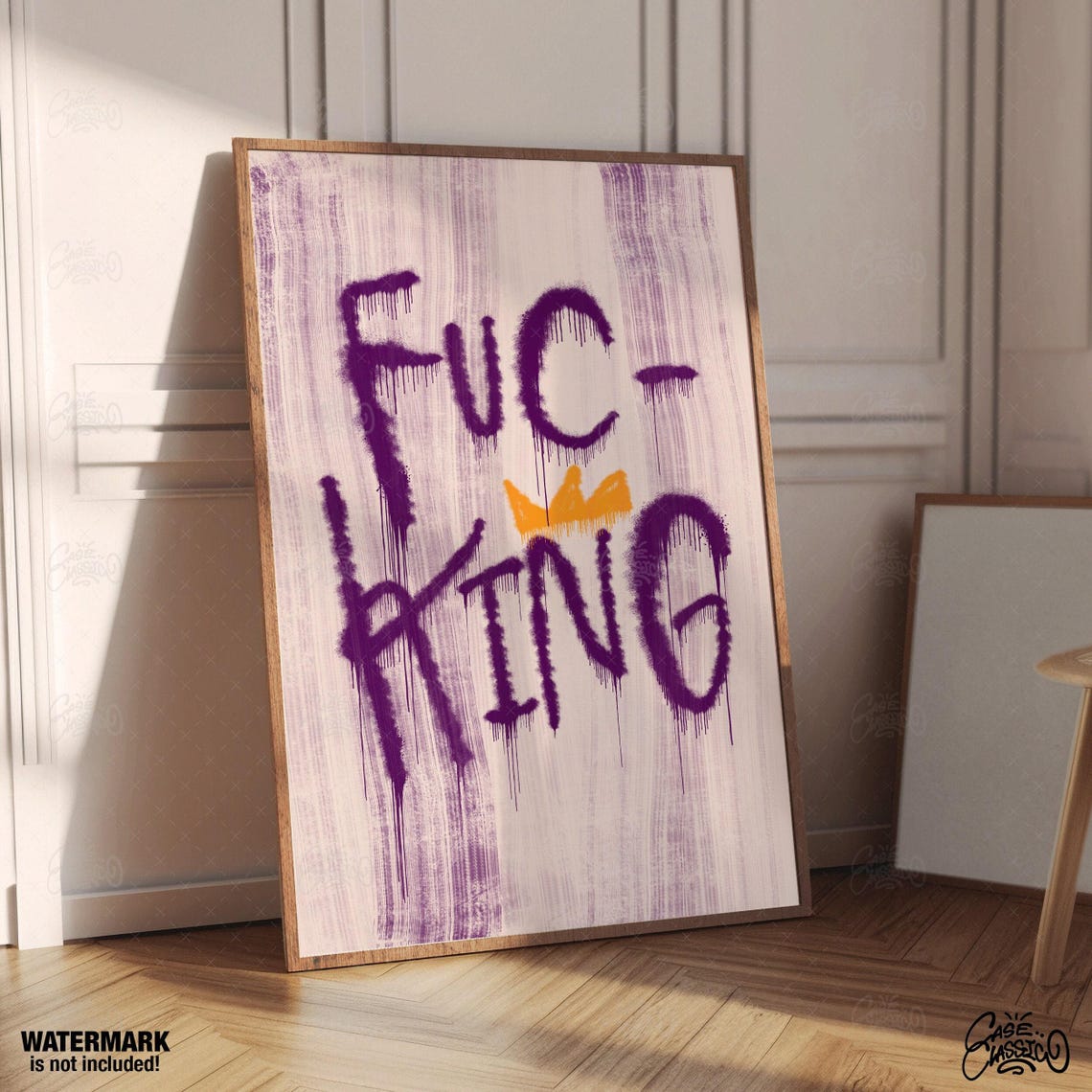Crowned Bold Word Purple Dripping Graffiti Street Art Poster - Image 2
