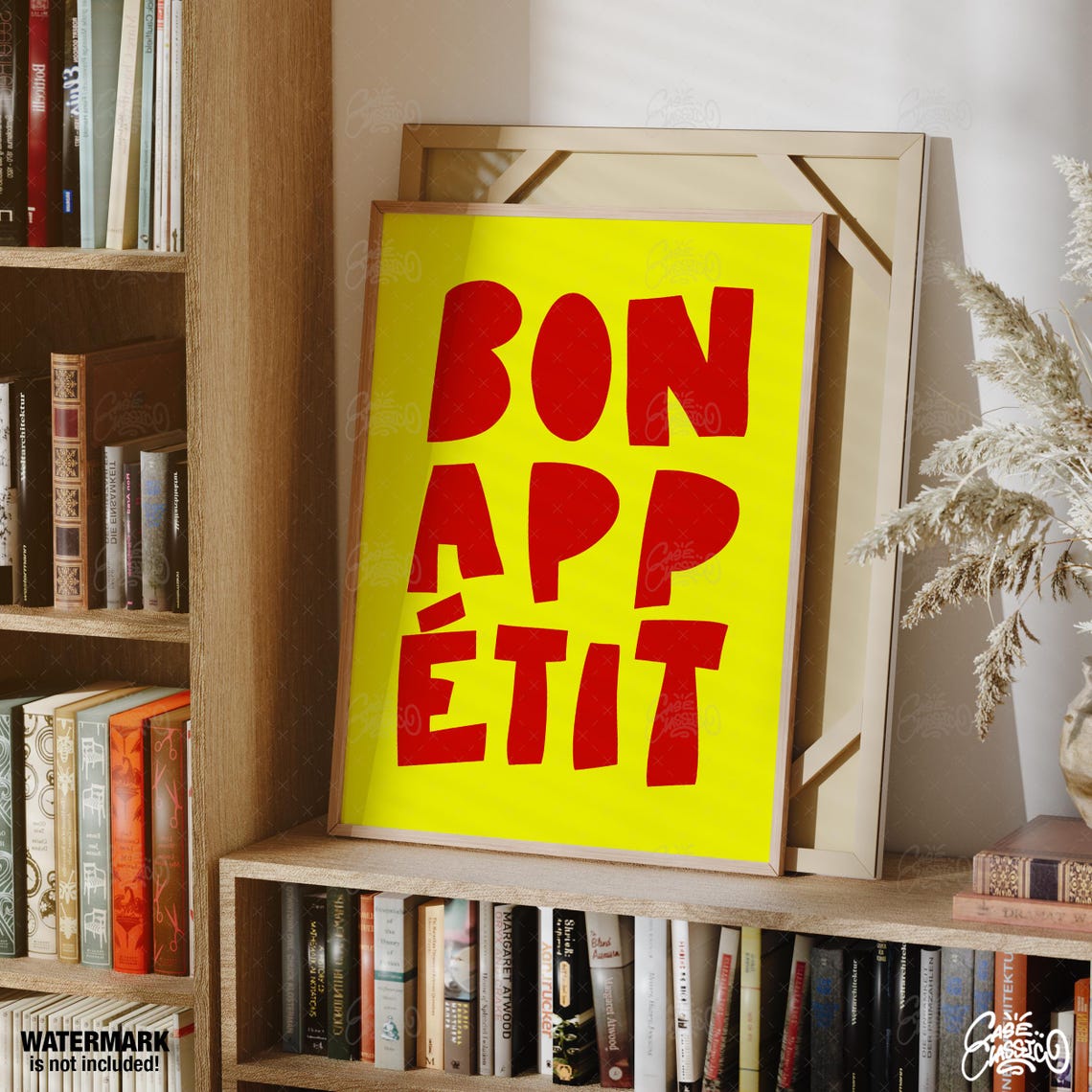 Bon App Etit Red Yellow French Kitchen Quote Dining Decor Poster - Image 3