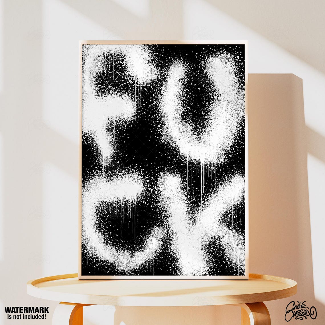 Bold Spray Paint Expletive Black and White Edgy Ink Art Poster - Image 4