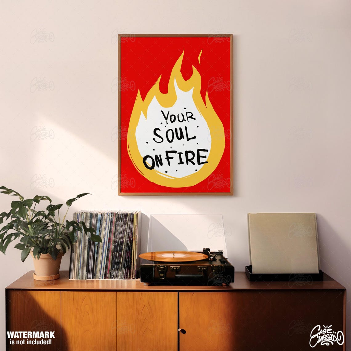 Passionate Your Soul On Fire Bold Red Flame Graphic Quote Poster - Image 3