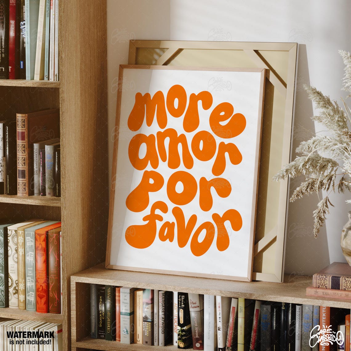 More Amor Por Favor Groovy Orange Lettering Typography Poster - Image 2