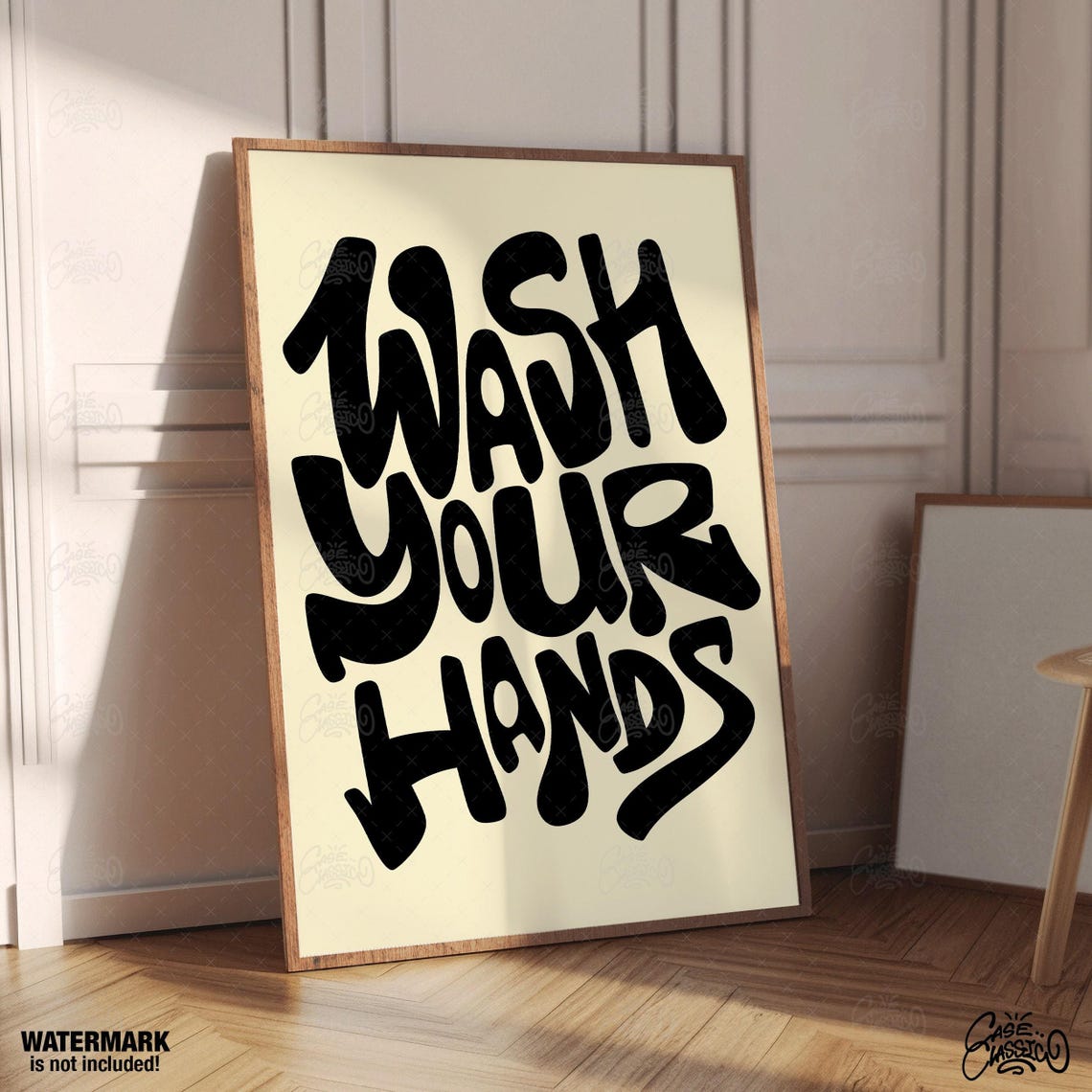 Wash Your Hands Bold Black Bubble Lettering Funny Bathroom Poster - Image 4