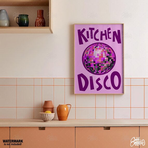 Kitchen Disco Kitchen Wall Art Disco Ball Poster Trendy Wall Art Kitchen Prints Indie Room Decor Funny Wall Art Fine Art Prints