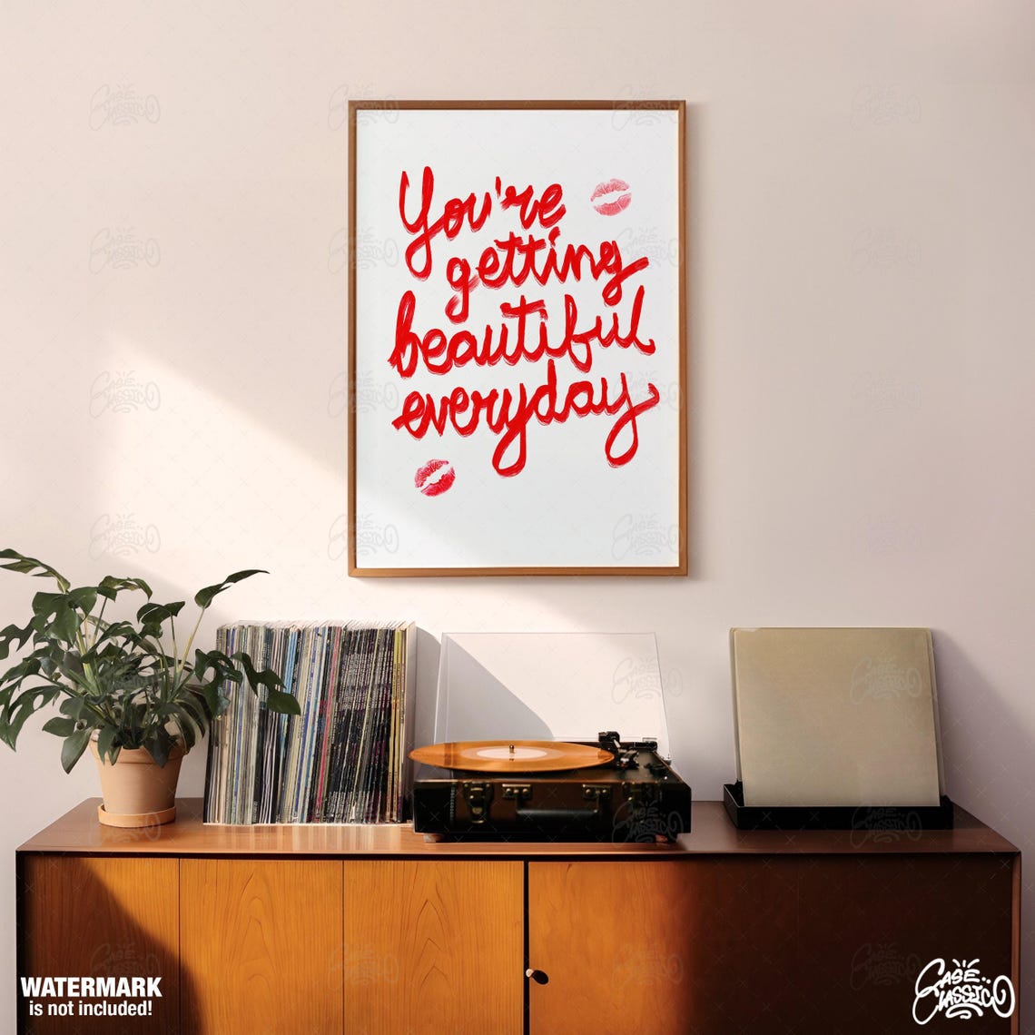 Youre Getting Beautiful Everyday Teen Girl Wall Art Quote Print Lipstick Wall Art Girly Wall Art Indie Room Decor Minimalist Wall Art - Image 2