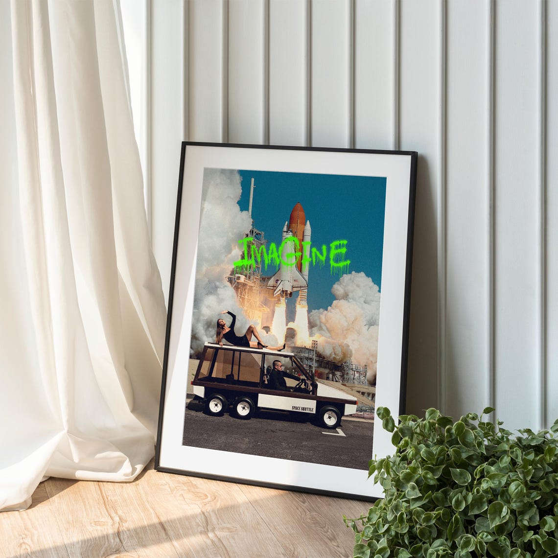 Imagine Neon Graffiti Over Space Shuttle Launch Photo Poster - Image 4