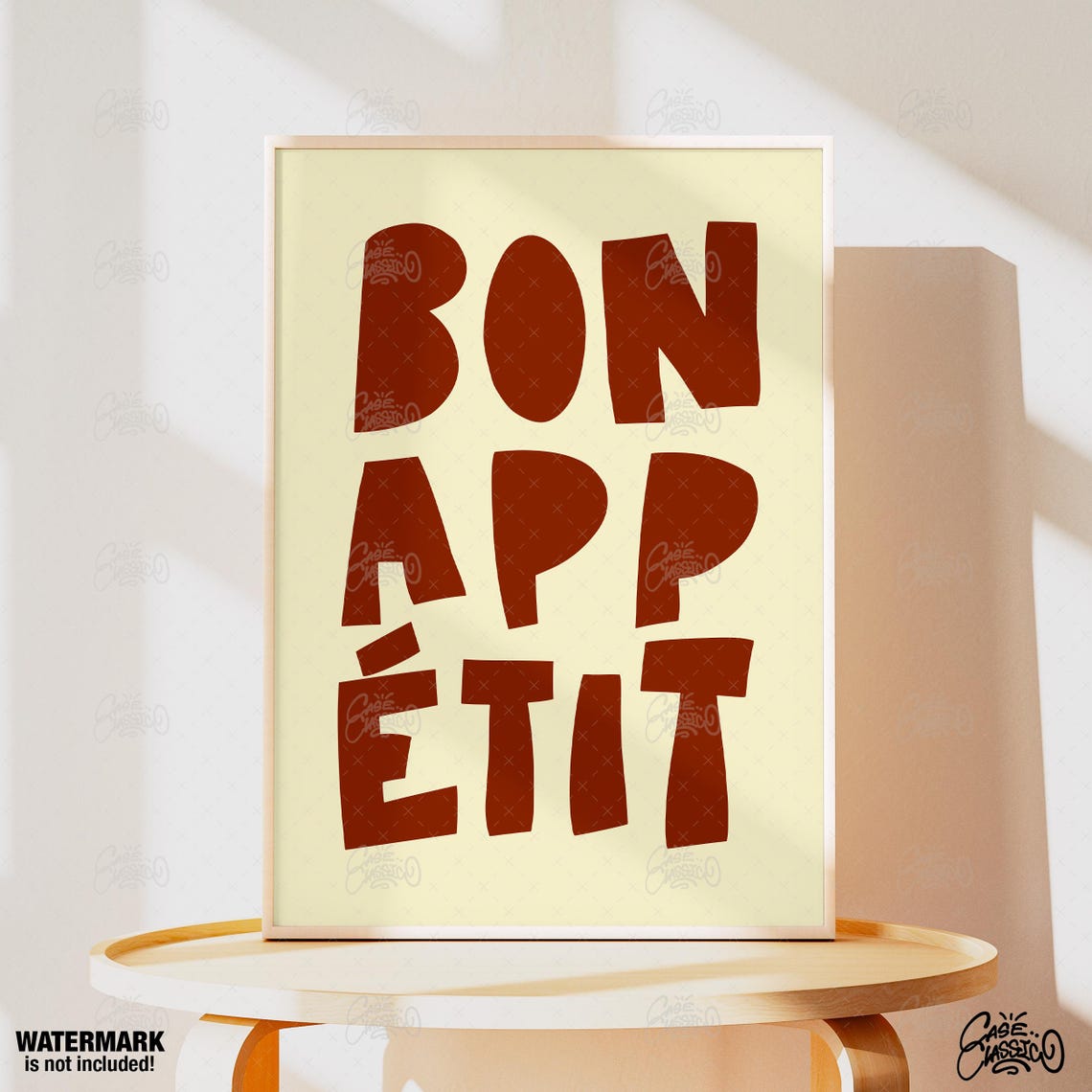 Bon Appetit Bold Burgundy Retro Typography Kitchen Wall Poster - Image 3