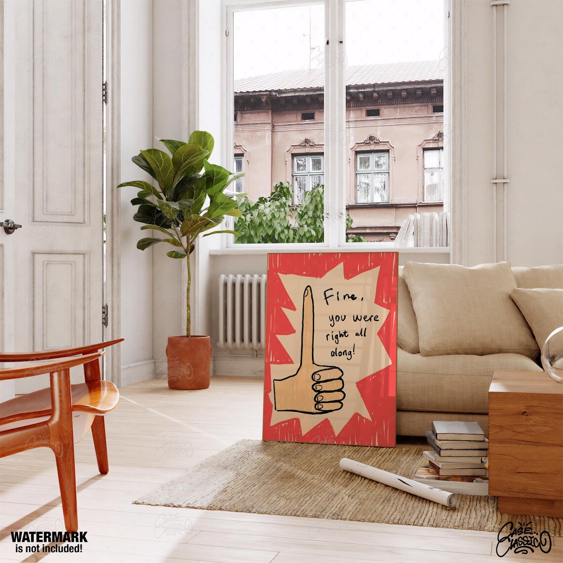 Fine You Were Right All Along Funny Red Retro Pop Art Quote Poster - Image 4