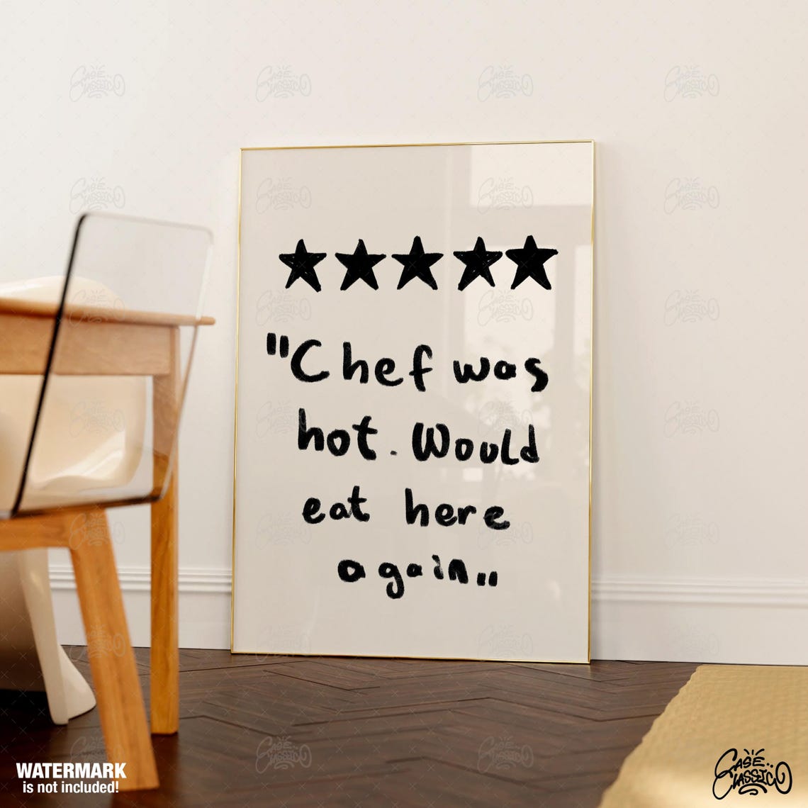 Chef Was Hot Five Star Funny Fake Restaurant Review Quote Poster - Image 3