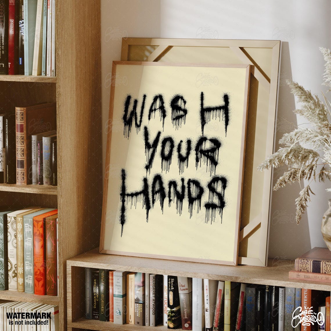 Edgy Wash Your Hands Black Dripping Spray Paint Bathroom Poster - Image 2