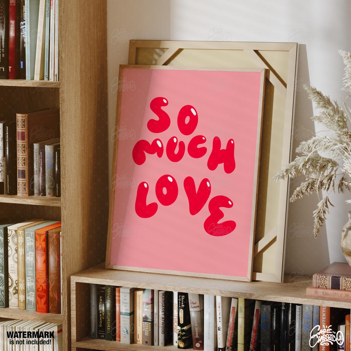 So Much Love Pink Bubble Letters Sweet Romantic Quote Poster - Image 2