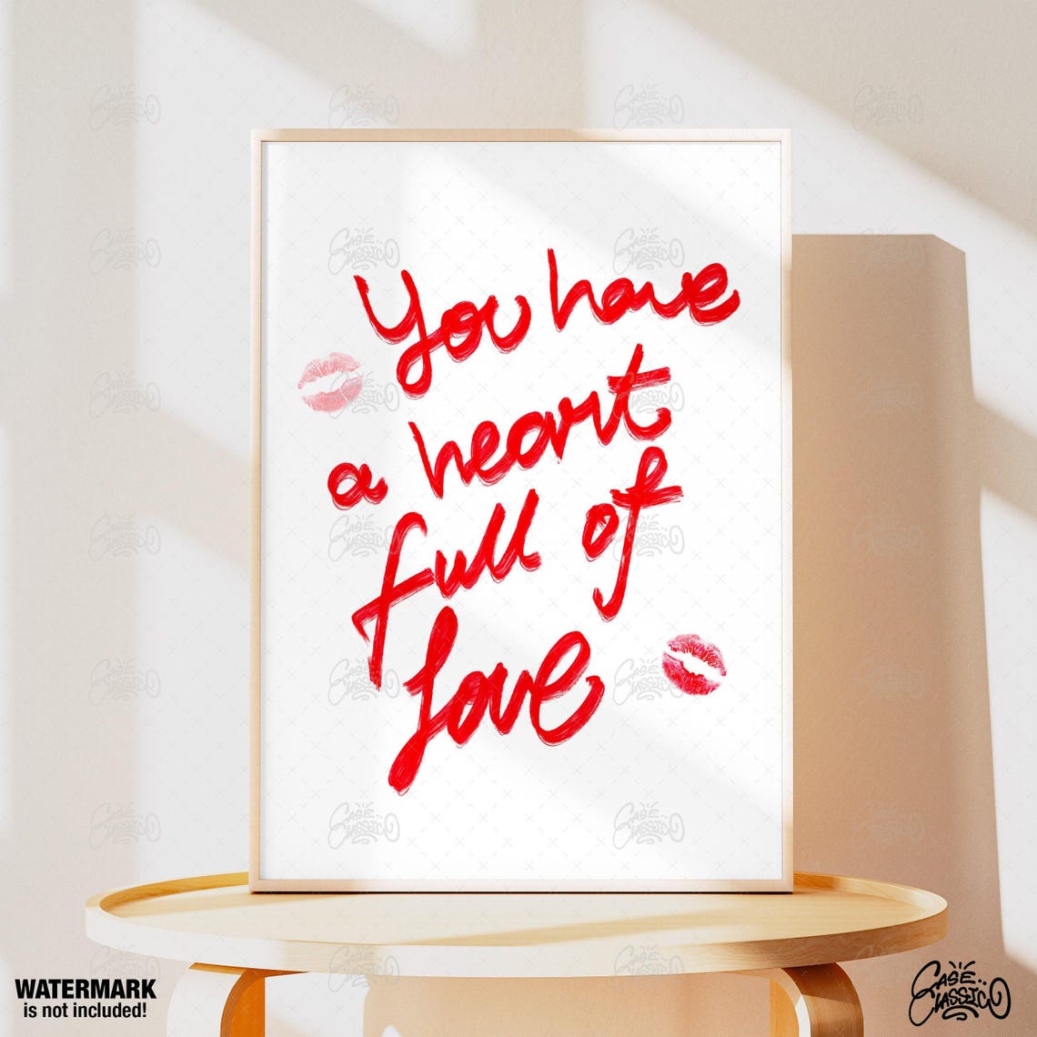 You Have a Heart Full of Love Red Script Lipstick Kiss Mark Wall Art - Image 4